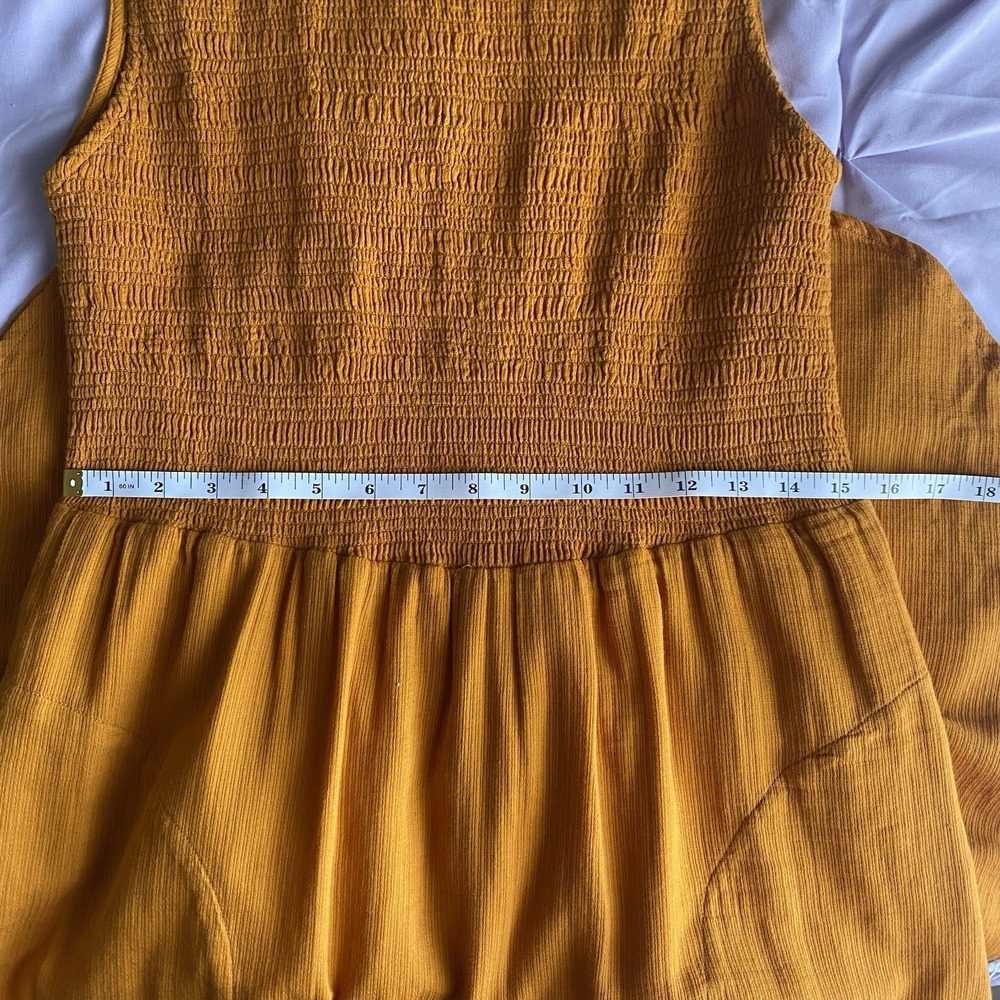 Prana Seakissed Dress Smocked Bodice Pockets Organic Cotton Copper Woman's Large - Picture 7 of 7